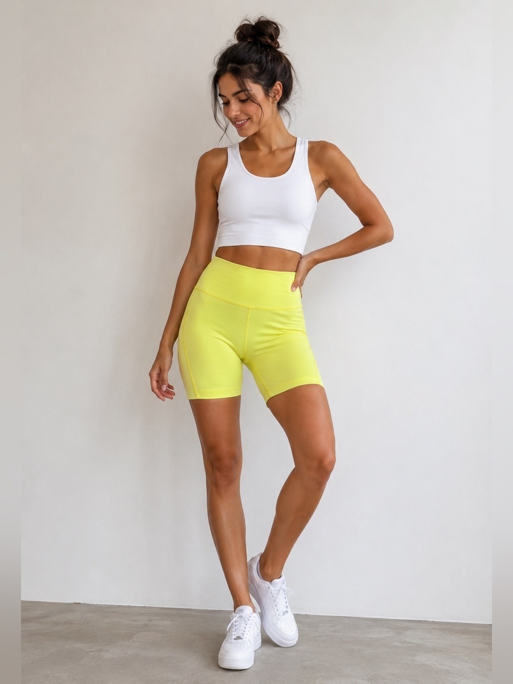 NWT Outdoor Voices Move Free 6” Bike Hike Workout Shorts Gecko Yellow Size Small